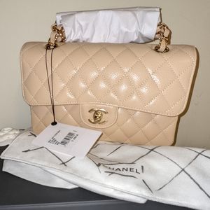 Chanel Small Beige Clair caviar double flap classic timeless GHW BNIB NEW